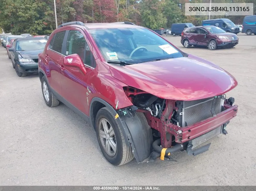 2019 Chevrolet Trax Lt VIN: 3GNCJLSB4KL113165 Lot: 40596090