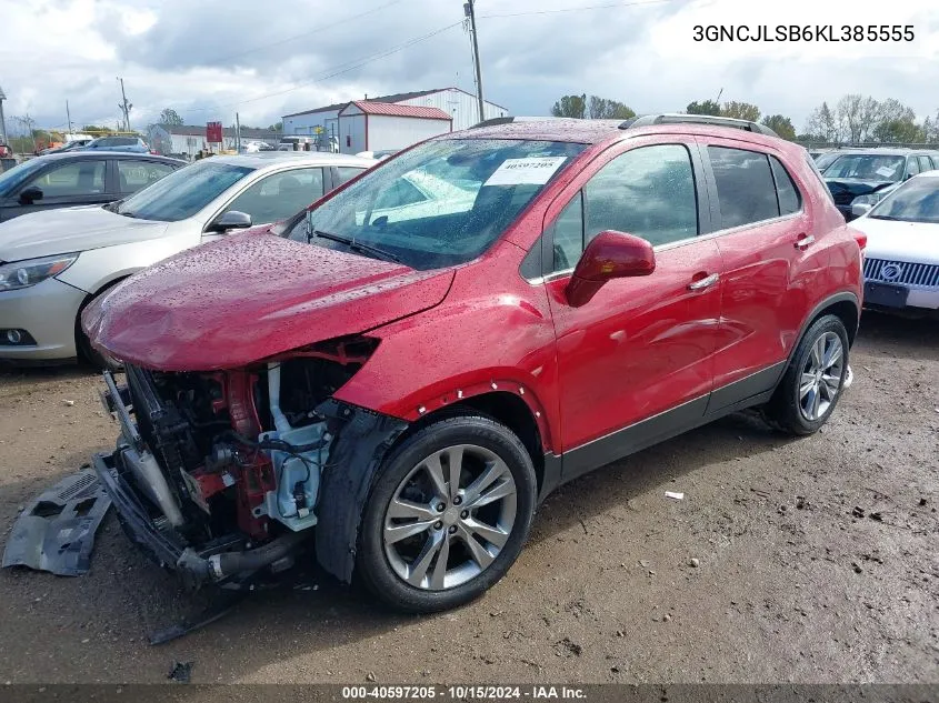 2019 Chevrolet Trax Lt VIN: 3GNCJLSB6KL385555 Lot: 40597205