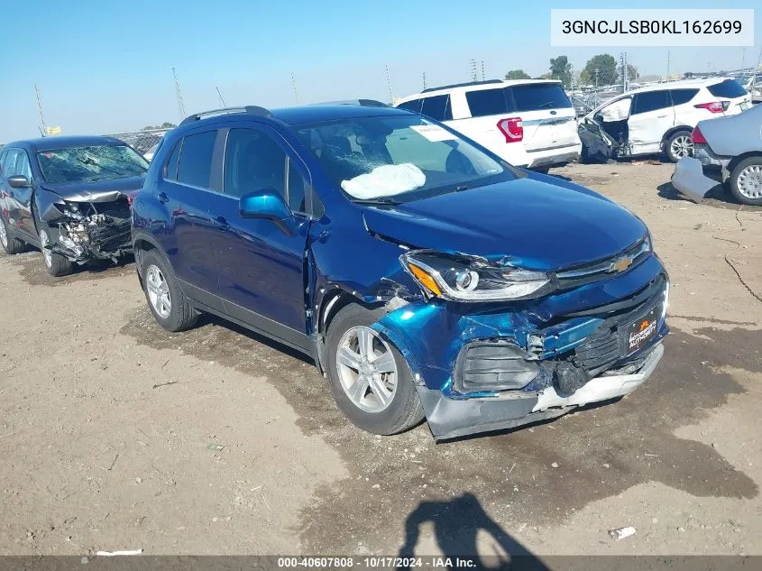 2019 Chevrolet Trax Lt VIN: 3GNCJLSB0KL162699 Lot: 40607808