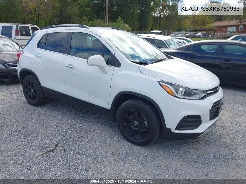 2019 Chevrolet Trax Lt VIN: KL7CJPSBXKB750933 Lot: 40610525