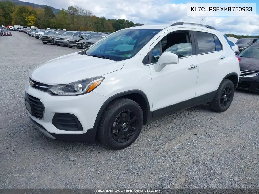 2019 Chevrolet Trax Lt VIN: KL7CJPSBXKB750933 Lot: 40610525