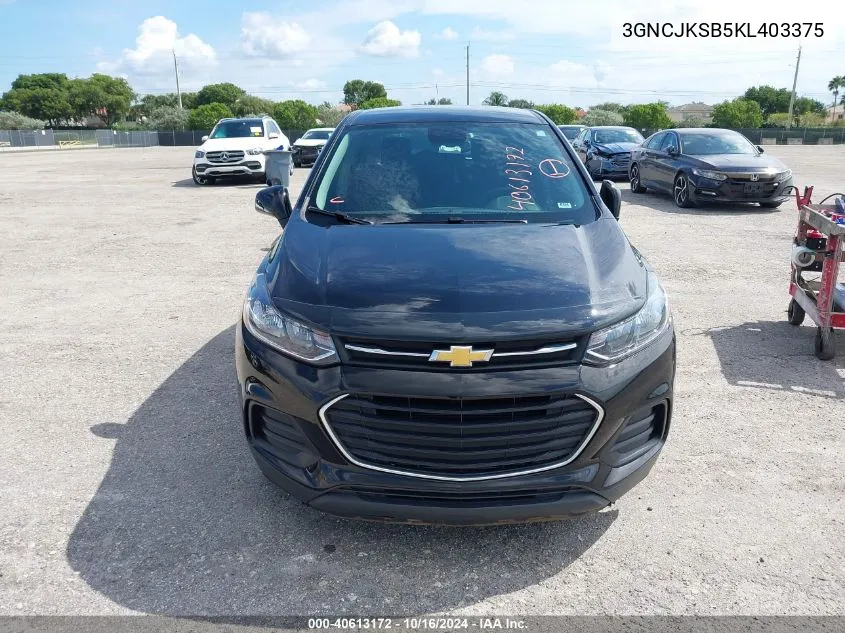 2019 Chevrolet Trax Ls VIN: 3GNCJKSB5KL403375 Lot: 40613172