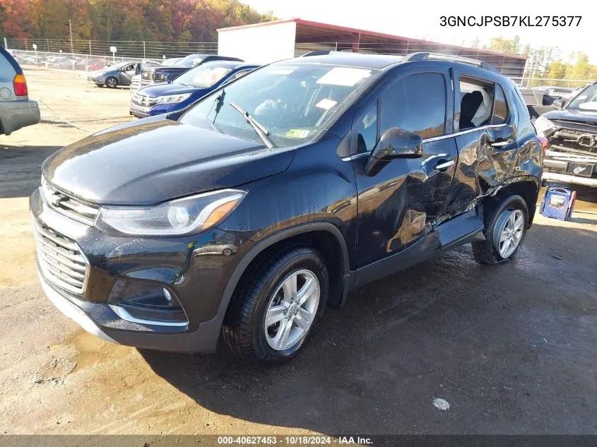 2019 Chevrolet Trax Lt VIN: 3GNCJPSB7KL275377 Lot: 40627453