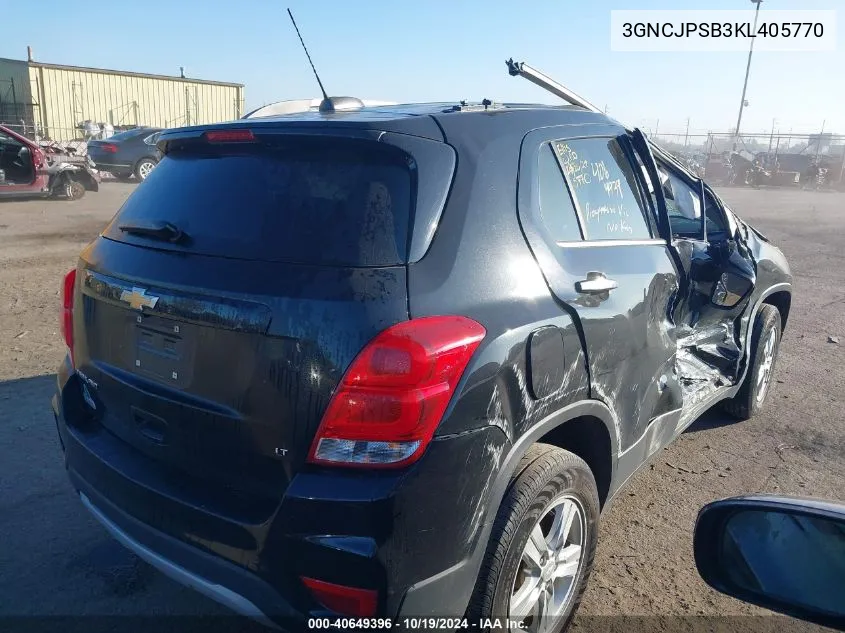 2019 Chevrolet Trax 1Lt VIN: 3GNCJPSB3KL405770 Lot: 40649396