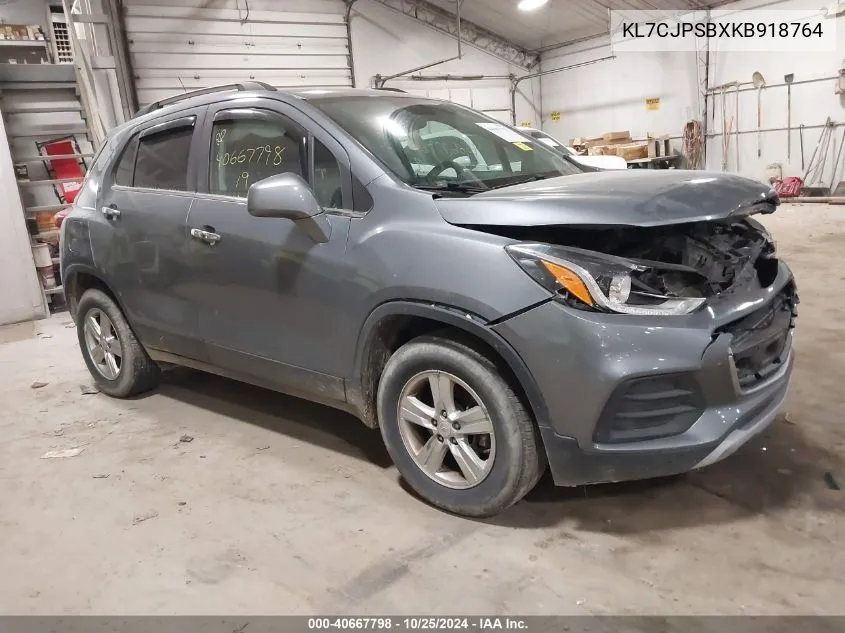 2019 Chevrolet Trax Lt VIN: KL7CJPSBXKB918764 Lot: 40667798