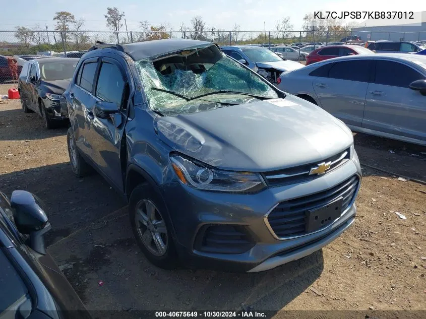 2019 Chevrolet Trax Lt VIN: KL7CJPSB7KB837012 Lot: 40675649