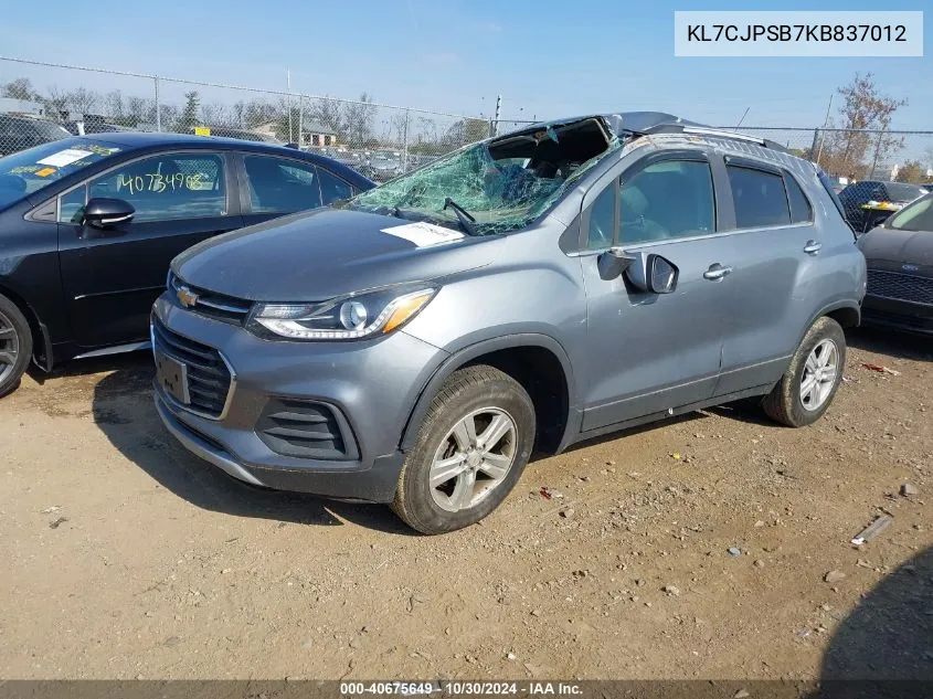 2019 Chevrolet Trax Lt VIN: KL7CJPSB7KB837012 Lot: 40675649