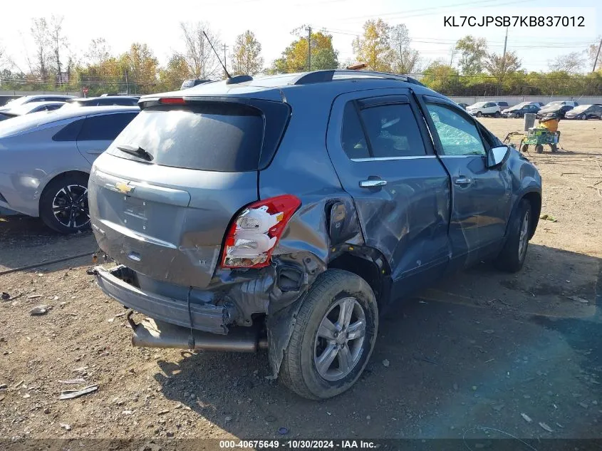 2019 Chevrolet Trax Lt VIN: KL7CJPSB7KB837012 Lot: 40675649