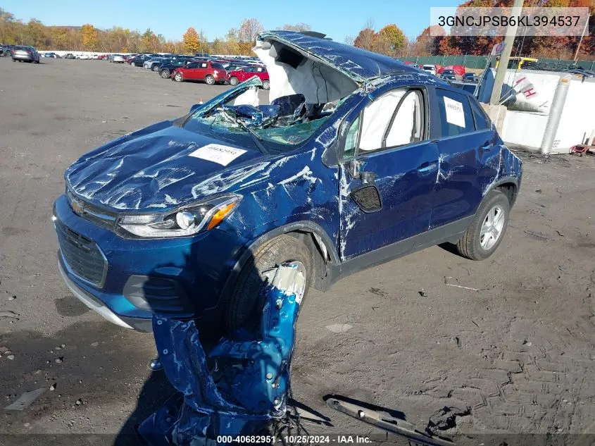 2019 Chevrolet Trax Lt VIN: 3GNCJPSB6KL394537 Lot: 40682951