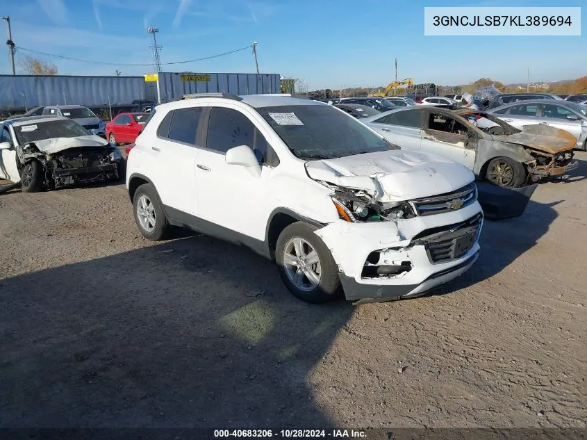 2019 Chevrolet Trax Lt VIN: 3GNCJLSB7KL389694 Lot: 40683206