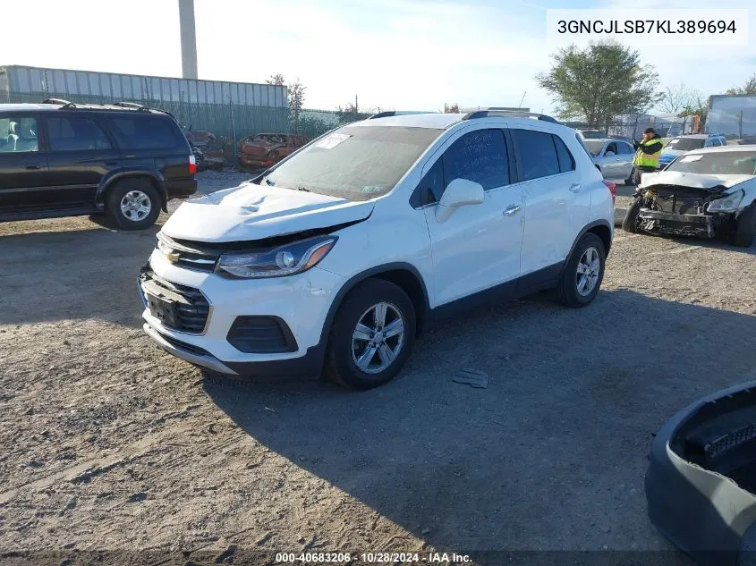 2019 Chevrolet Trax Lt VIN: 3GNCJLSB7KL389694 Lot: 40683206