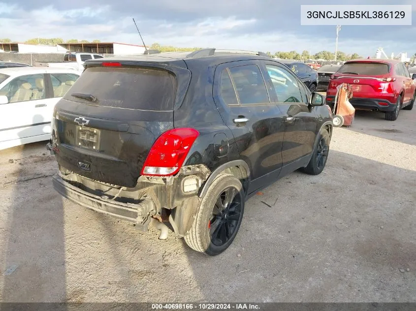 2019 Chevrolet Trax Lt VIN: 3GNCJLSB5KL386129 Lot: 40698166