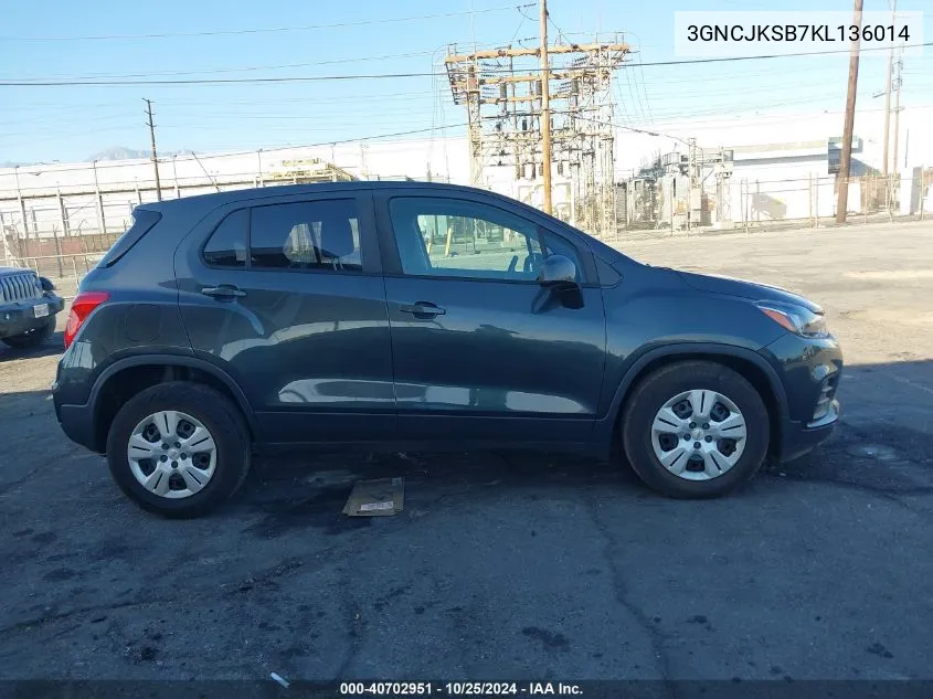 3GNCJKSB7KL136014 2019 Chevrolet Trax Ls