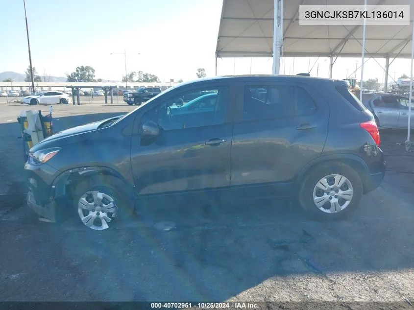 3GNCJKSB7KL136014 2019 Chevrolet Trax Ls