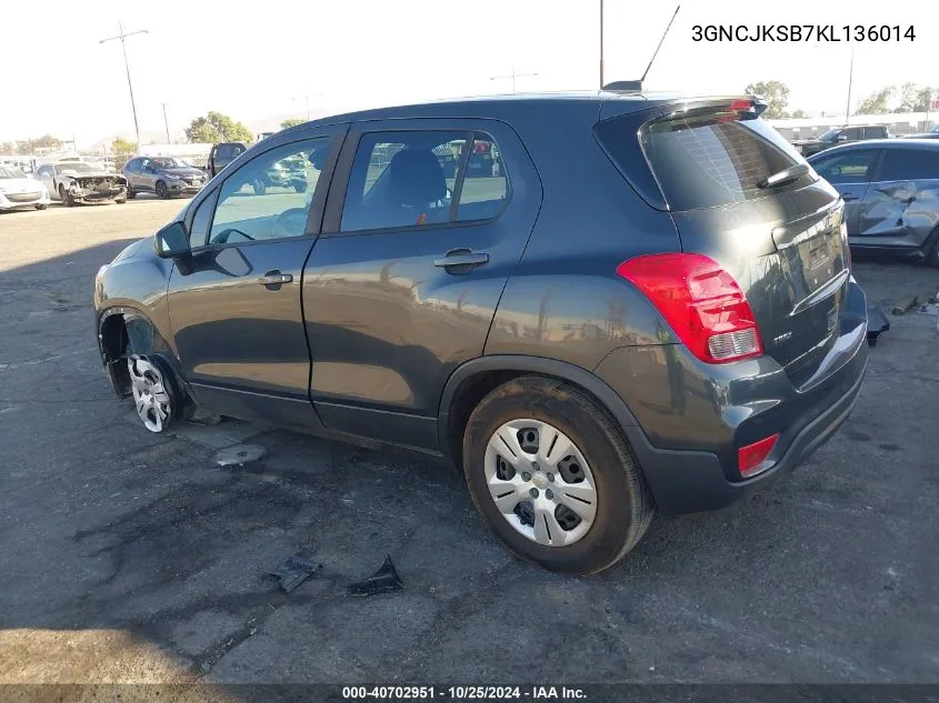 3GNCJKSB7KL136014 2019 Chevrolet Trax Ls