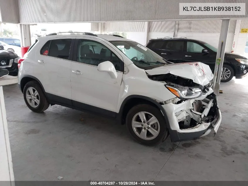 2019 Chevrolet Trax Lt VIN: KL7CJLSB1KB938152 Lot: 40704287