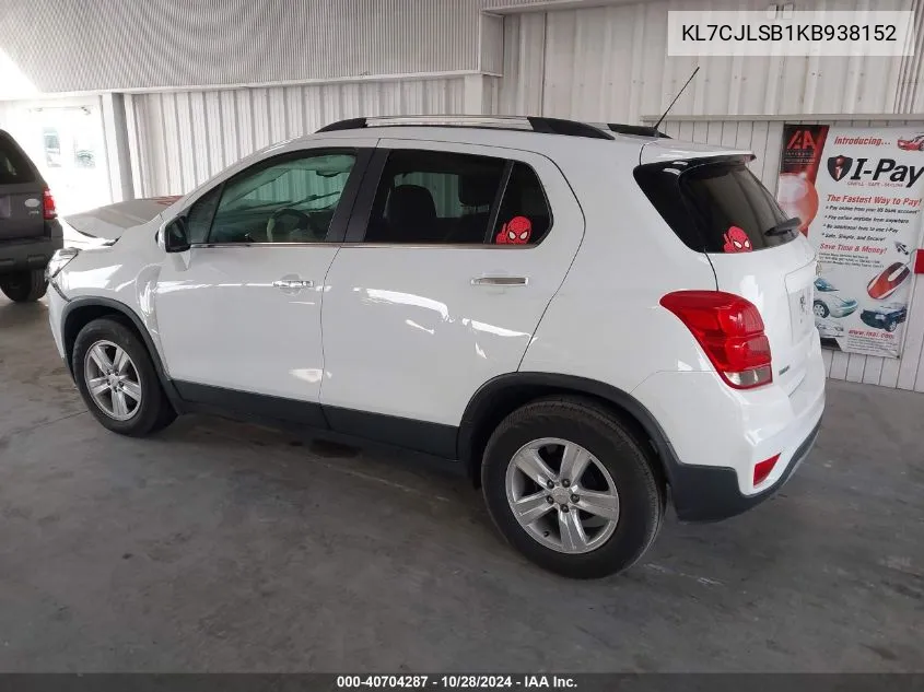 2019 Chevrolet Trax Lt VIN: KL7CJLSB1KB938152 Lot: 40704287