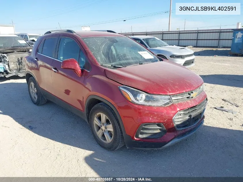 2019 Chevrolet Trax Lt VIN: 3GNCJLSB9KL402591 Lot: 40705857