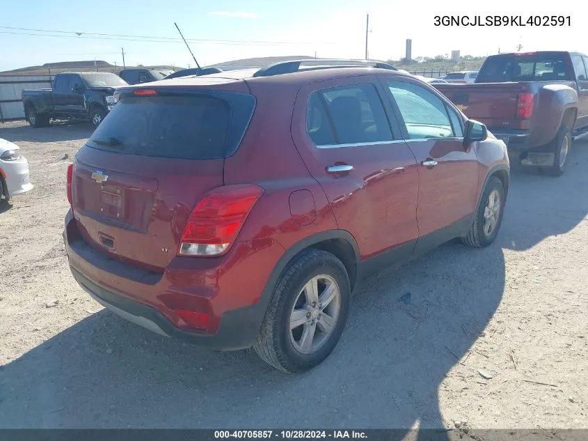 2019 Chevrolet Trax Lt VIN: 3GNCJLSB9KL402591 Lot: 40705857