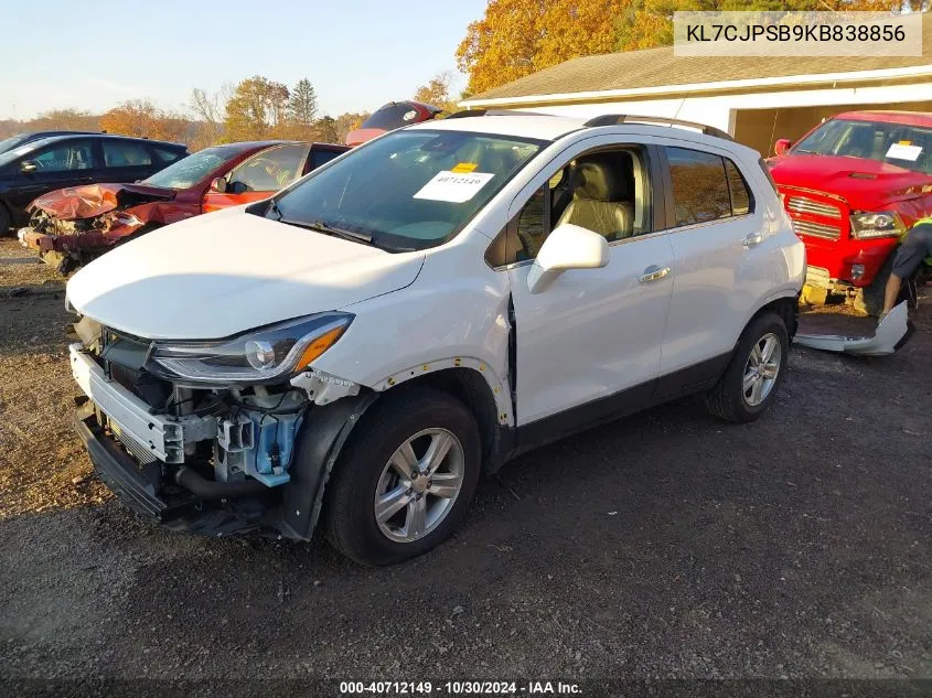 2019 Chevrolet Trax Lt VIN: KL7CJPSB9KB838856 Lot: 40712149