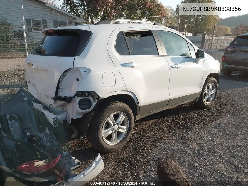 2019 Chevrolet Trax Lt VIN: KL7CJPSB9KB838856 Lot: 40712149