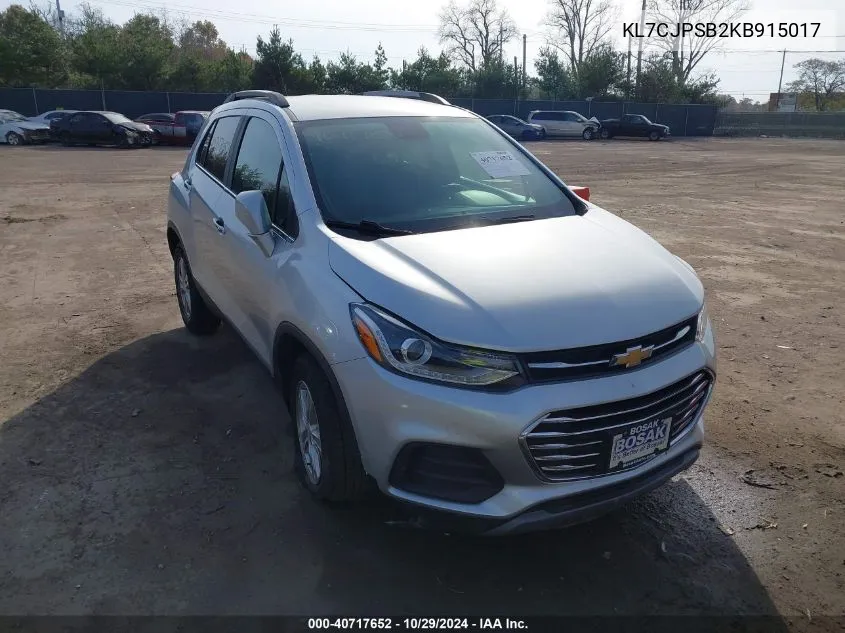 2019 Chevrolet Trax Lt VIN: KL7CJPSB2KB915017 Lot: 40717652