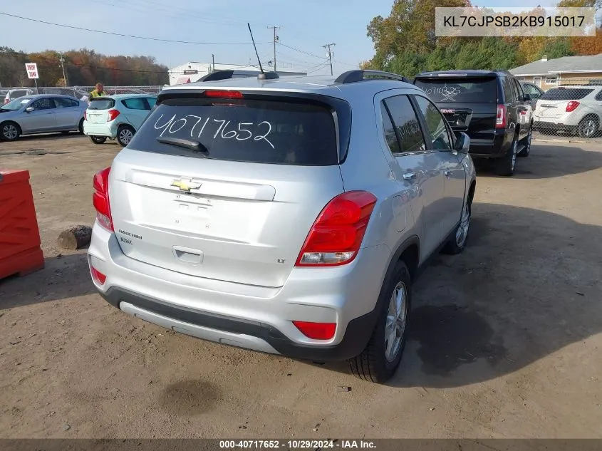 2019 Chevrolet Trax Lt VIN: KL7CJPSB2KB915017 Lot: 40717652