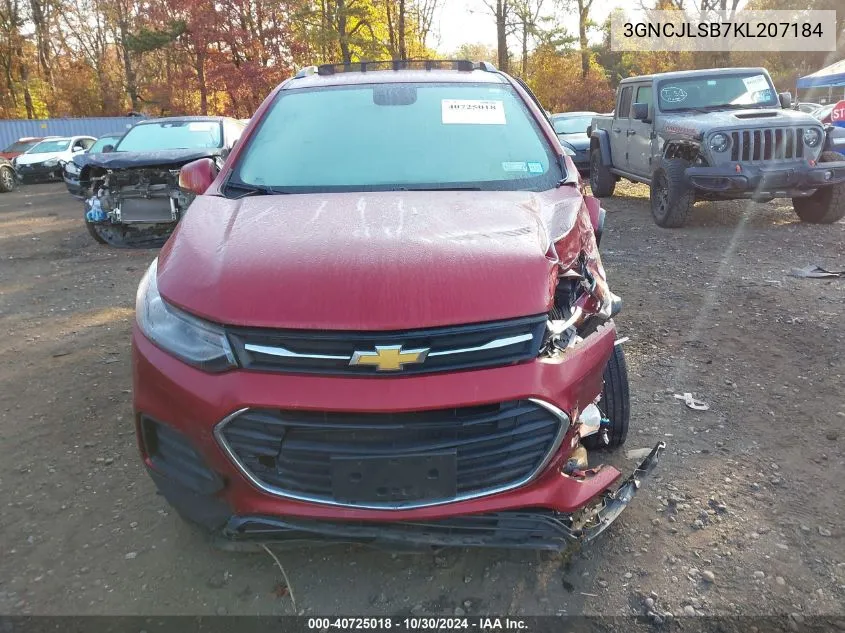 2019 Chevrolet Trax Lt VIN: 3GNCJLSB7KL207184 Lot: 40725018