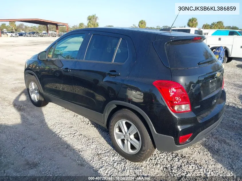 2019 Chevrolet Trax Ls VIN: 3GNCJKSB6KL386859 Lot: 40729348