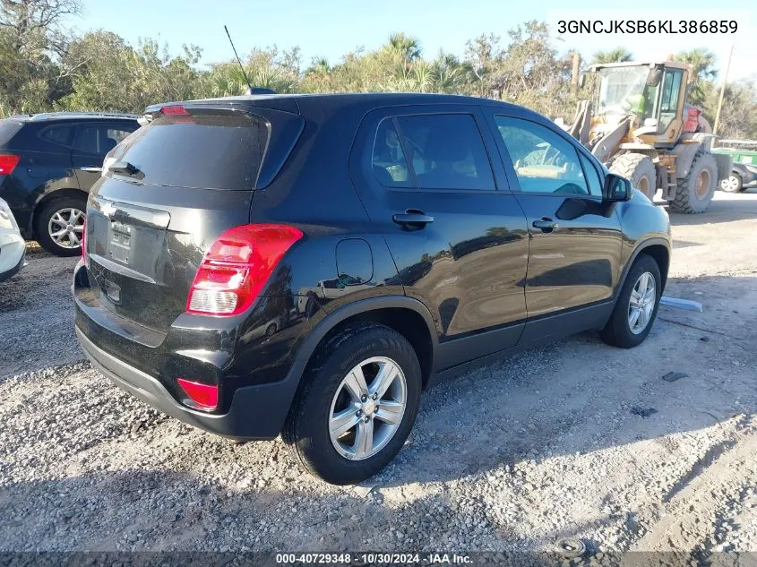 2019 Chevrolet Trax Ls VIN: 3GNCJKSB6KL386859 Lot: 40729348