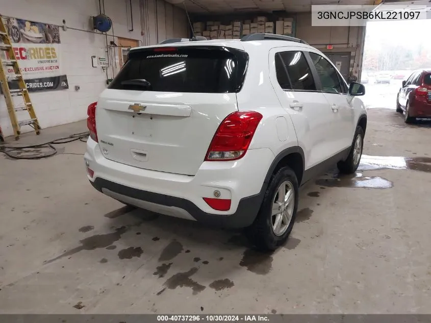 2019 Chevrolet Trax Lt VIN: 3GNCJPSB6KL221097 Lot: 40737296