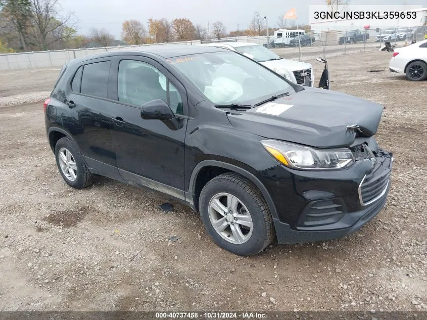 2019 Chevrolet Trax Ls VIN: 3GNCJNSB3KL359653 Lot: 40737458