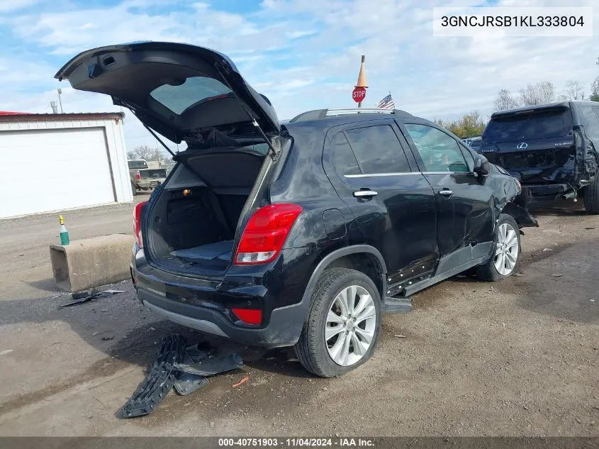 2019 Chevrolet Trax Premier VIN: 3GNCJRSB1KL333804 Lot: 40751903