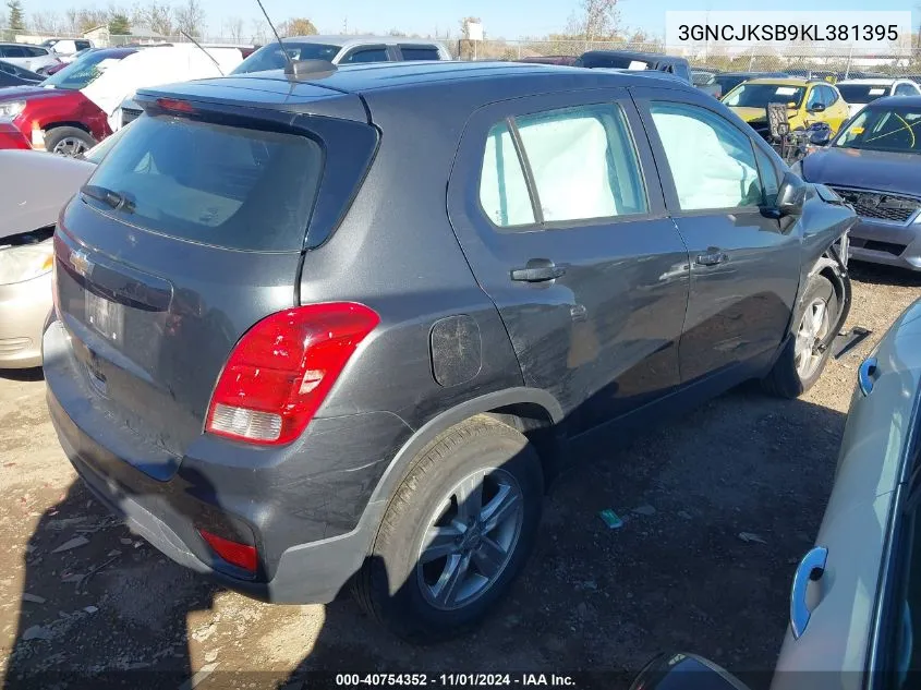 2019 Chevrolet Trax Ls VIN: 3GNCJKSB9KL381395 Lot: 40754352