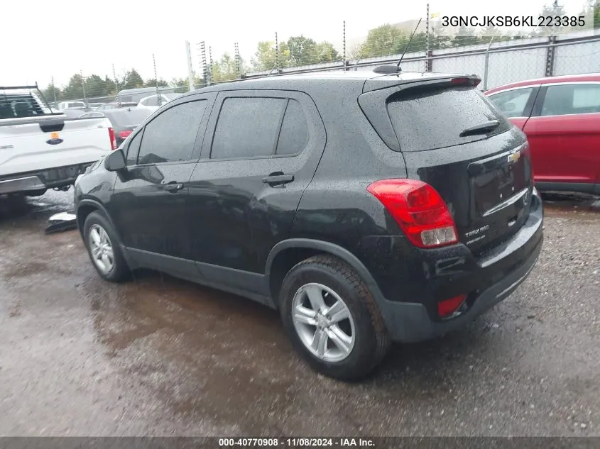 2019 Chevrolet Trax Ls VIN: 3GNCJKSB6KL223385 Lot: 40770908