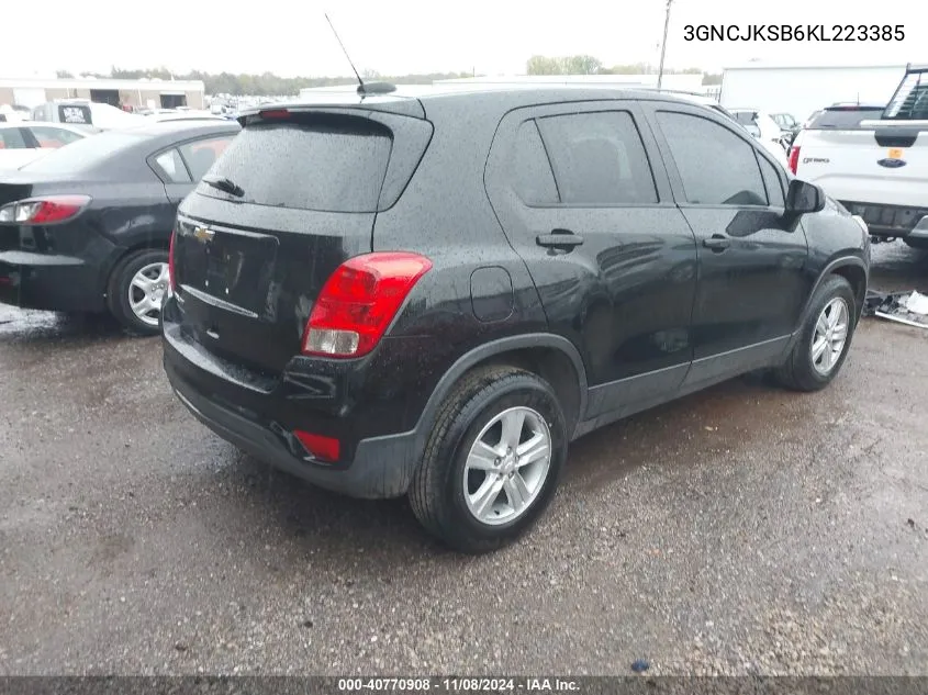 2019 Chevrolet Trax Ls VIN: 3GNCJKSB6KL223385 Lot: 40770908