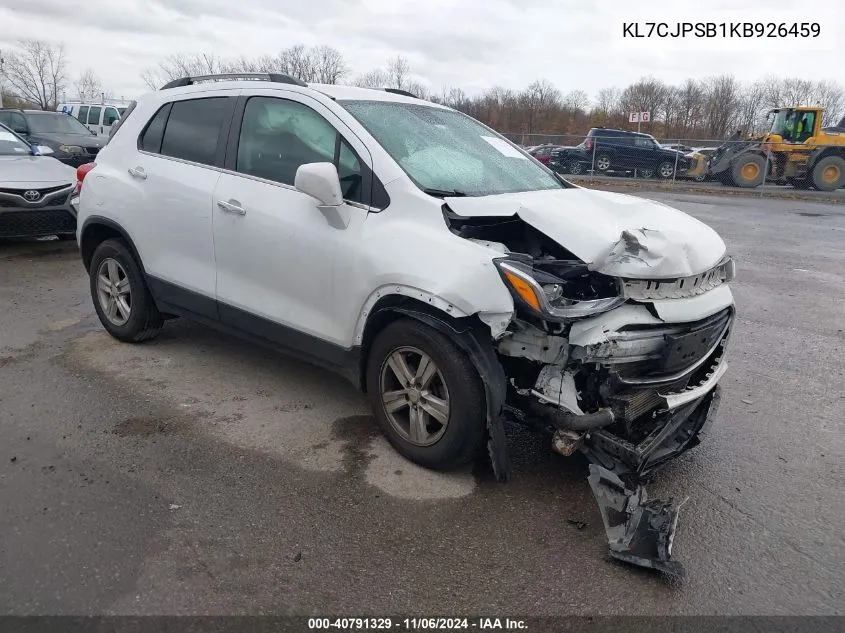 2019 Chevrolet Trax Lt VIN: KL7CJPSB1KB926459 Lot: 40791329