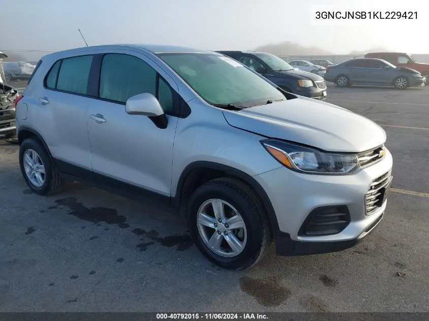 2019 Chevrolet Trax Ls VIN: 3GNCJNSB1KL229421 Lot: 40792015