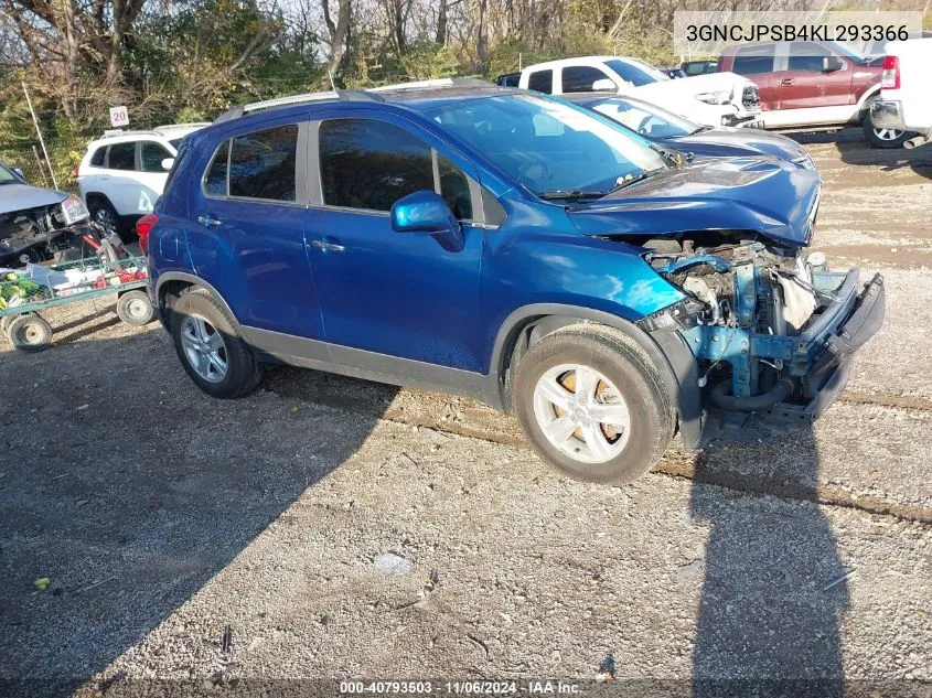 2019 Chevrolet Trax Lt VIN: 3GNCJPSB4KL293366 Lot: 40793503