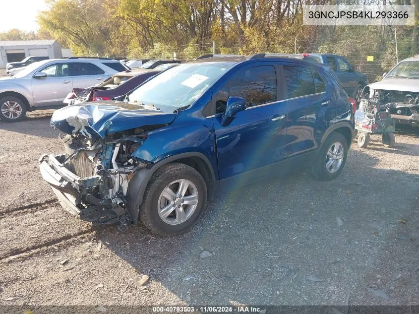 2019 Chevrolet Trax Lt VIN: 3GNCJPSB4KL293366 Lot: 40793503