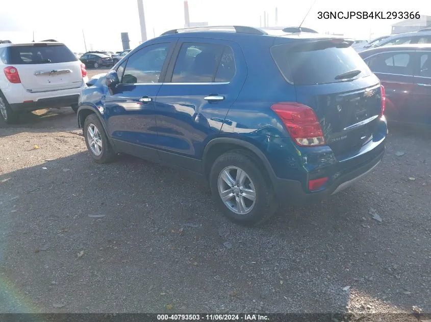 2019 Chevrolet Trax Lt VIN: 3GNCJPSB4KL293366 Lot: 40793503