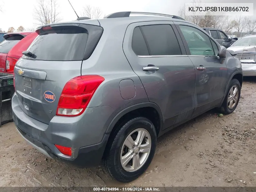 2019 Chevrolet Trax Lt VIN: KL7CJPSB1KB866702 Lot: 40794994