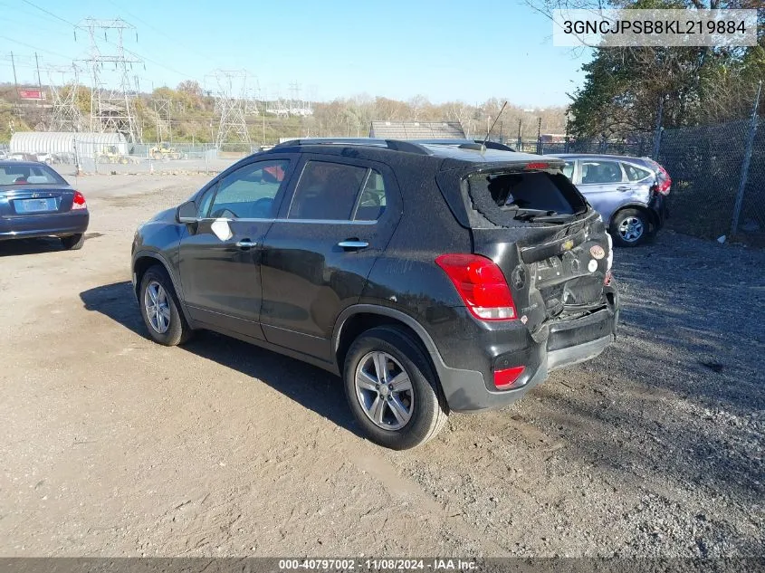 2019 Chevrolet Trax Lt VIN: 3GNCJPSB8KL219884 Lot: 40797002