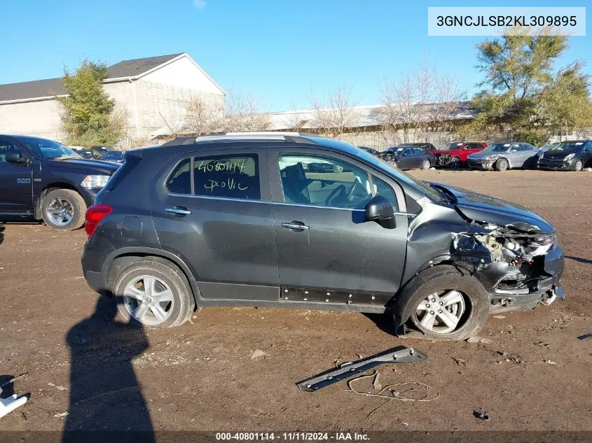 2019 Chevrolet Trax Lt VIN: 3GNCJLSB2KL309895 Lot: 40801114