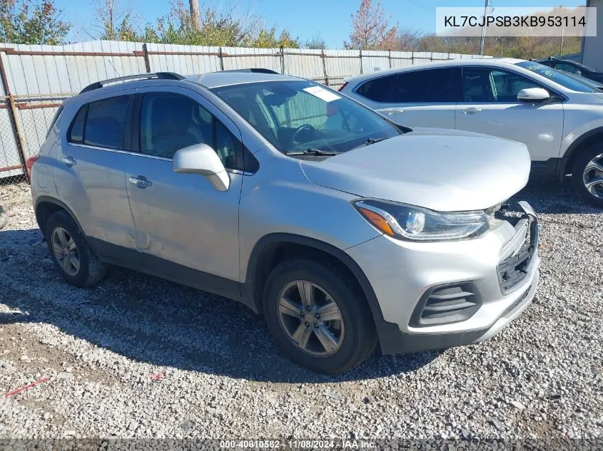 2019 Chevrolet Trax Lt VIN: KL7CJPSB3KB953114 Lot: 40810582