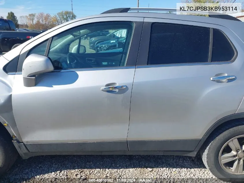 2019 Chevrolet Trax Lt VIN: KL7CJPSB3KB953114 Lot: 40810582