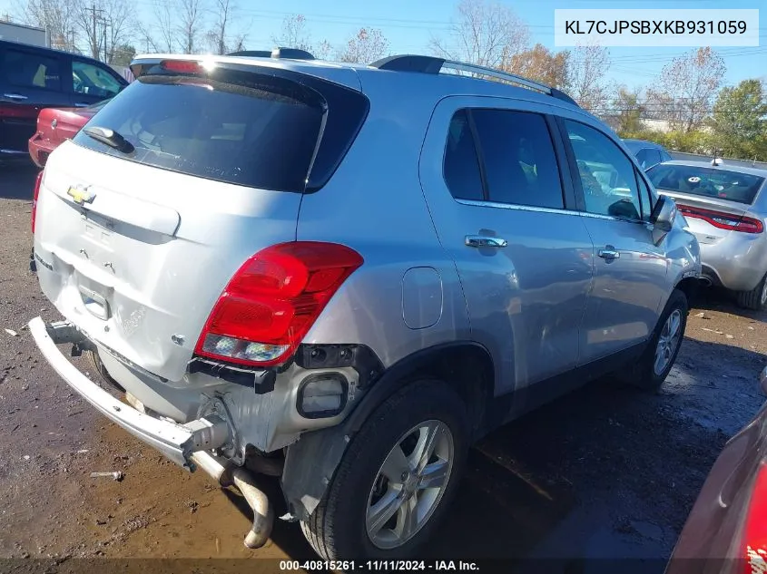 2019 Chevrolet Trax Lt VIN: KL7CJPSBXKB931059 Lot: 40815261