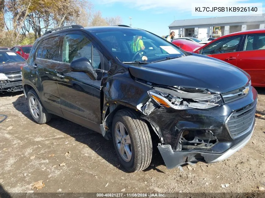 2019 Chevrolet Trax Lt VIN: KL7CJPSB1KB926140 Lot: 40821277