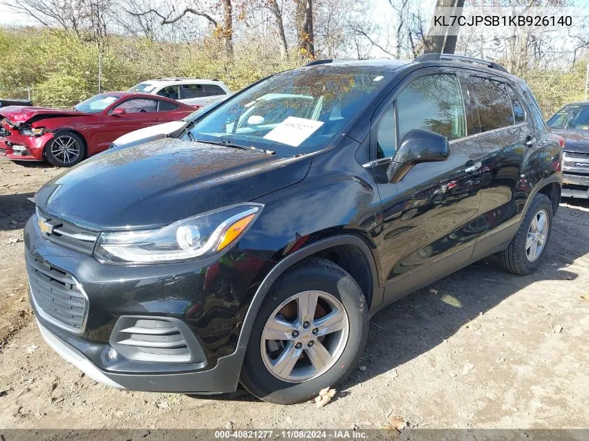 2019 Chevrolet Trax Lt VIN: KL7CJPSB1KB926140 Lot: 40821277