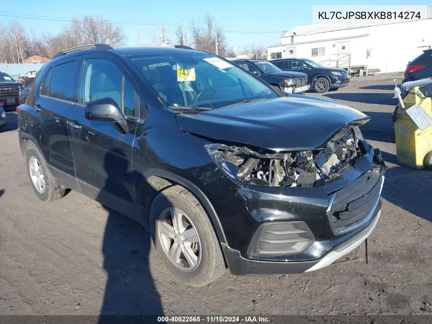 2019 Chevrolet Trax Lt VIN: KL7CJPSBXKB814274 Lot: 40822565